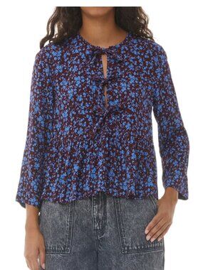 Ganni floral bow blouse (XS)